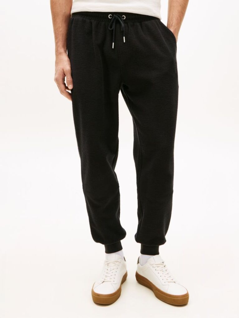 Black Logo Embroidery Cuffed Leg Joggers  Men