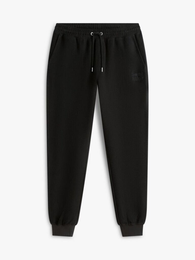 Black Logo Embroidery Cuffed Leg Joggers  Men