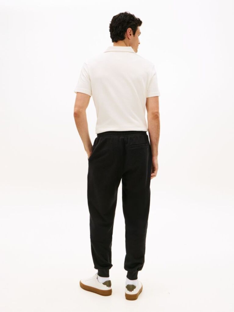 Black Logo Embroidery Cuffed Leg Joggers  Men