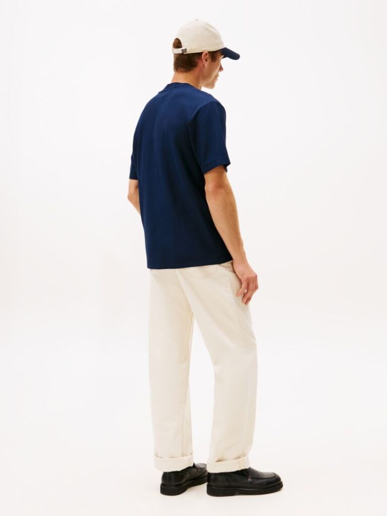 Blue Logo Embroidery Relaxed Crew Neck T-Shirt  Men