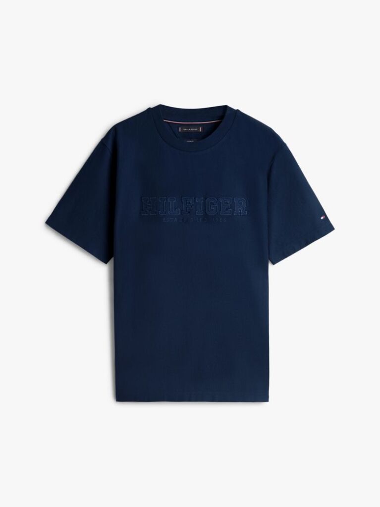 Blue Logo Embroidery Relaxed Crew Neck T-Shirt  Men