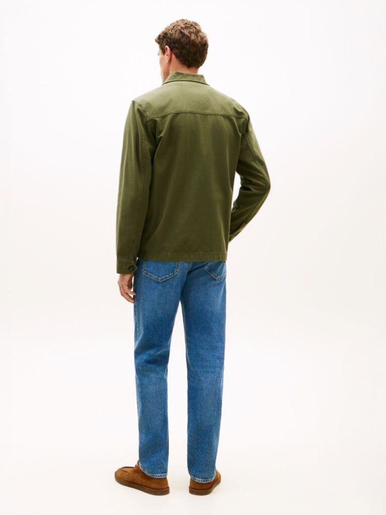 Green Textured Washed Sateen Utility Shirt Jacket  Men