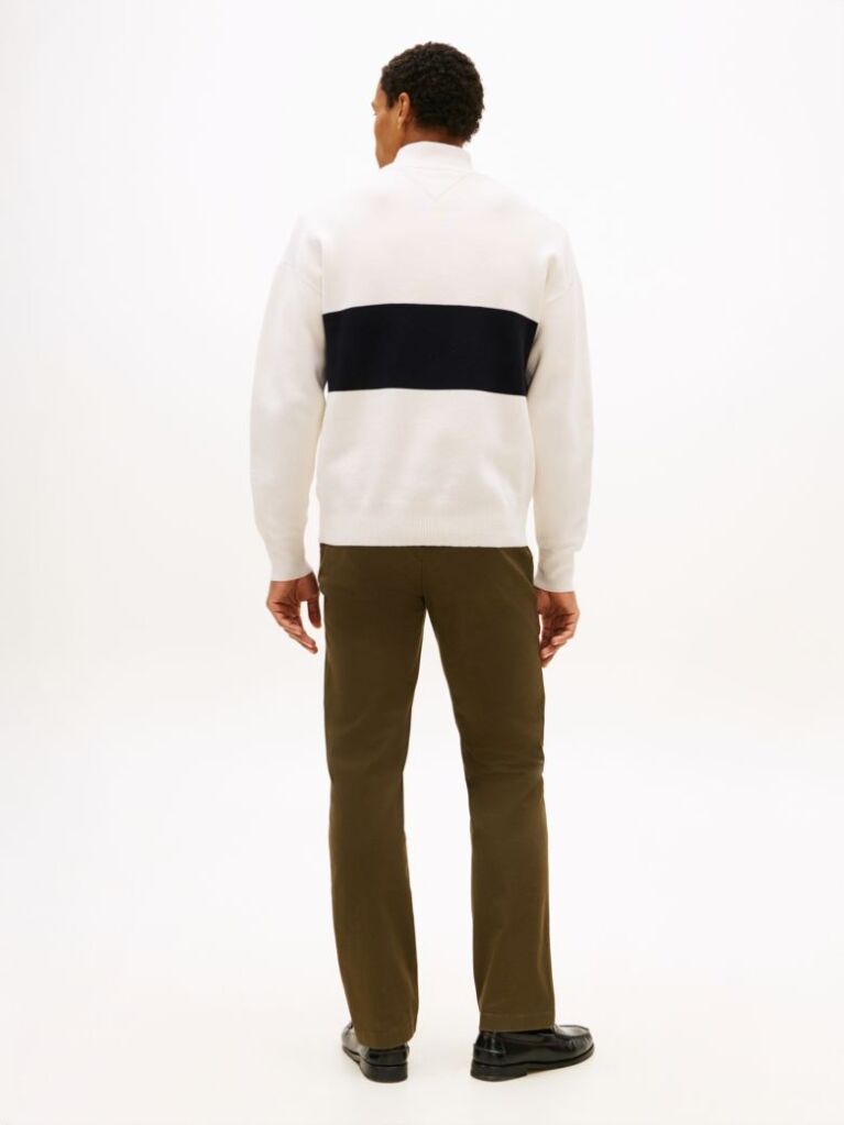 Beige Relaxed Quarter-Zip Mock Neck Jumper  Men