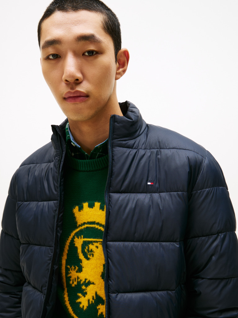 Blue Mid Weight Stand Collar Jacket  Men