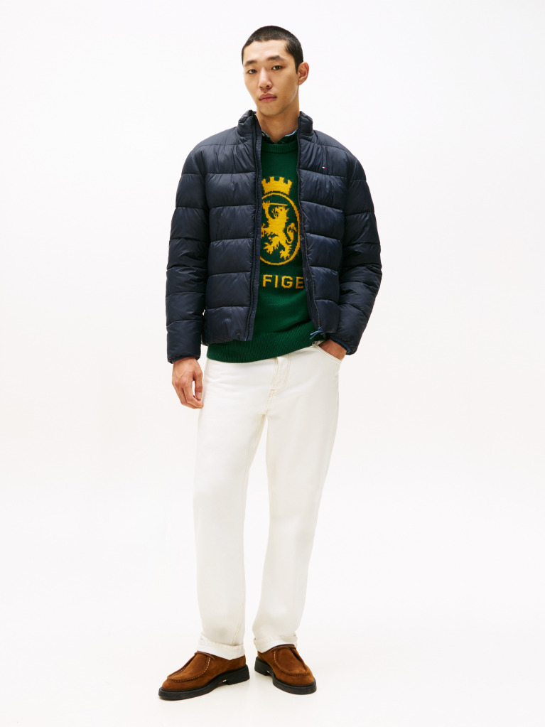 Blue Mid Weight Stand Collar Jacket  Men