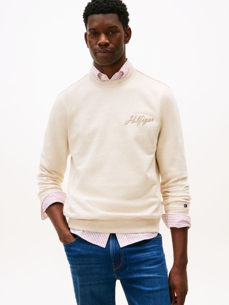 Beige Logo Crew Neck Sweatshirt  Men