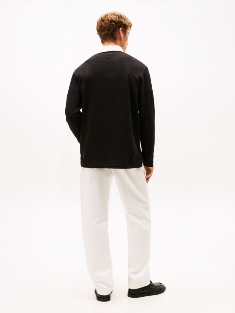 Black Logo Appliqué Relaxed Rugby Polo Shirt  Men
