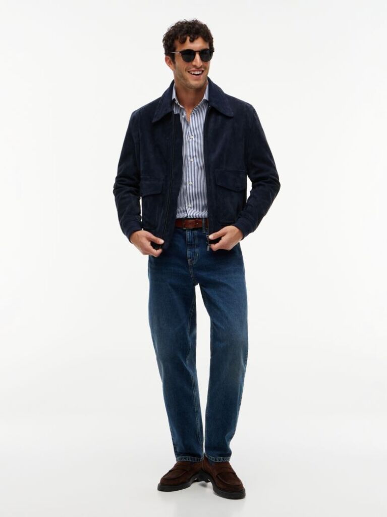 Blue Smart Casual Slim Fit Stripe Shirt  Men