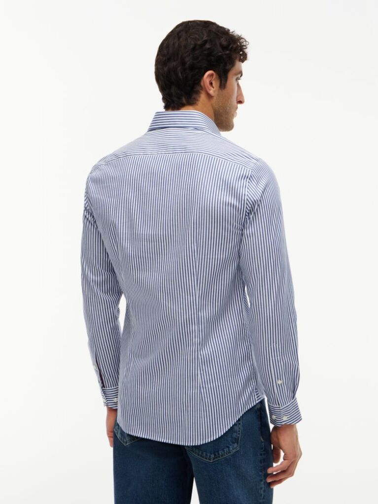 Blue Smart Casual Slim Fit Stripe Shirt  Men