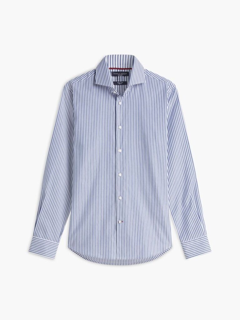 Blue Smart Casual Slim Fit Stripe Shirt  Men
