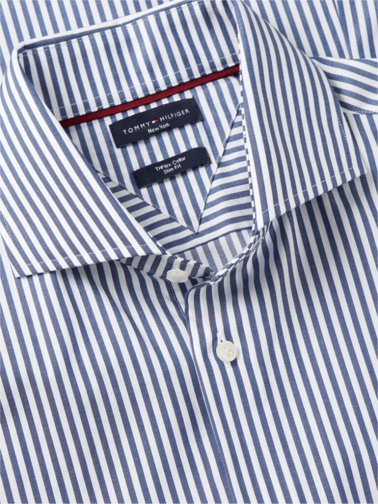 Blue Smart Casual Slim Fit Stripe Shirt  Men