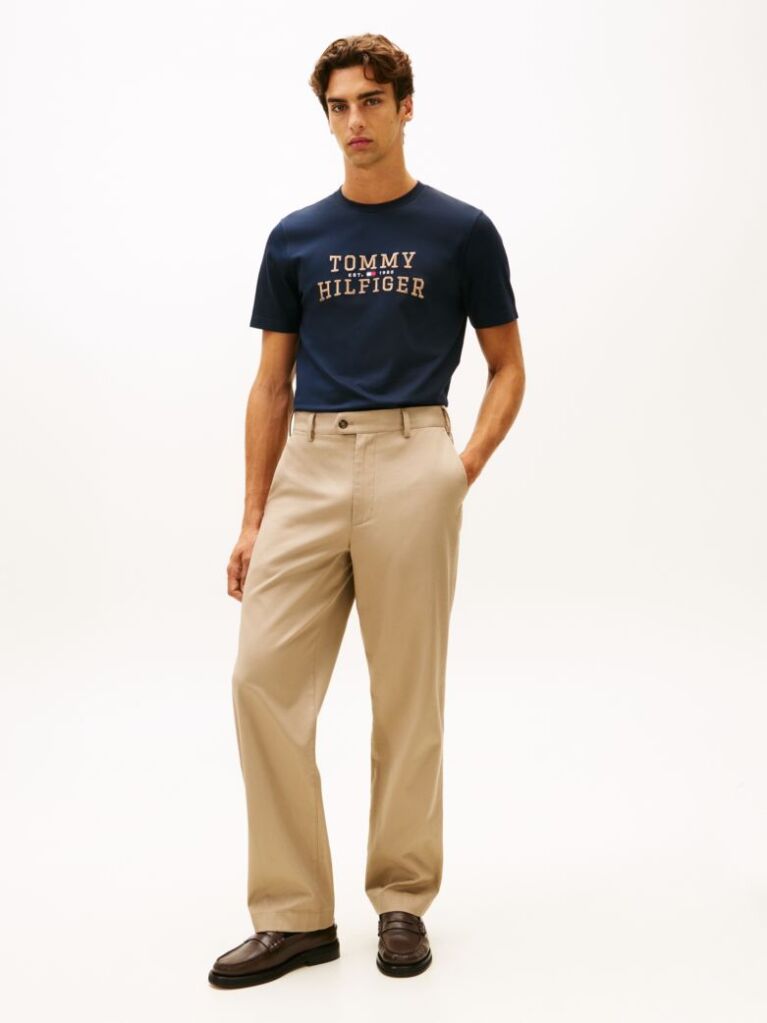Blue Logo Embroidery Crew Neck T-Shirt  Men