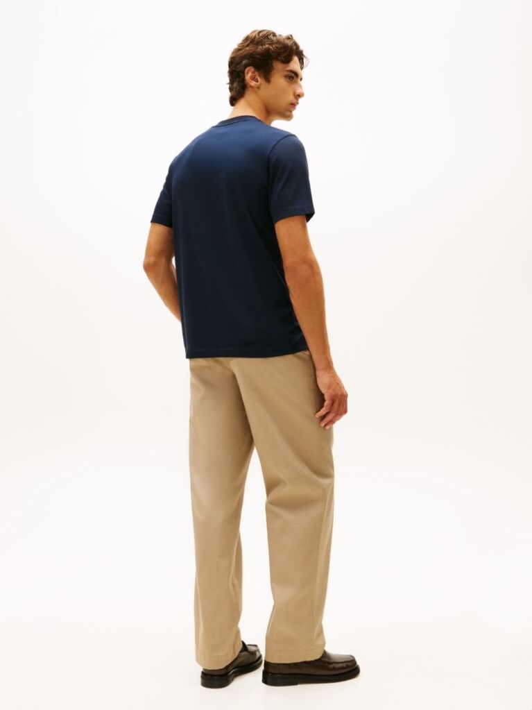 Blue Logo Embroidery Crew Neck T-Shirt  Men