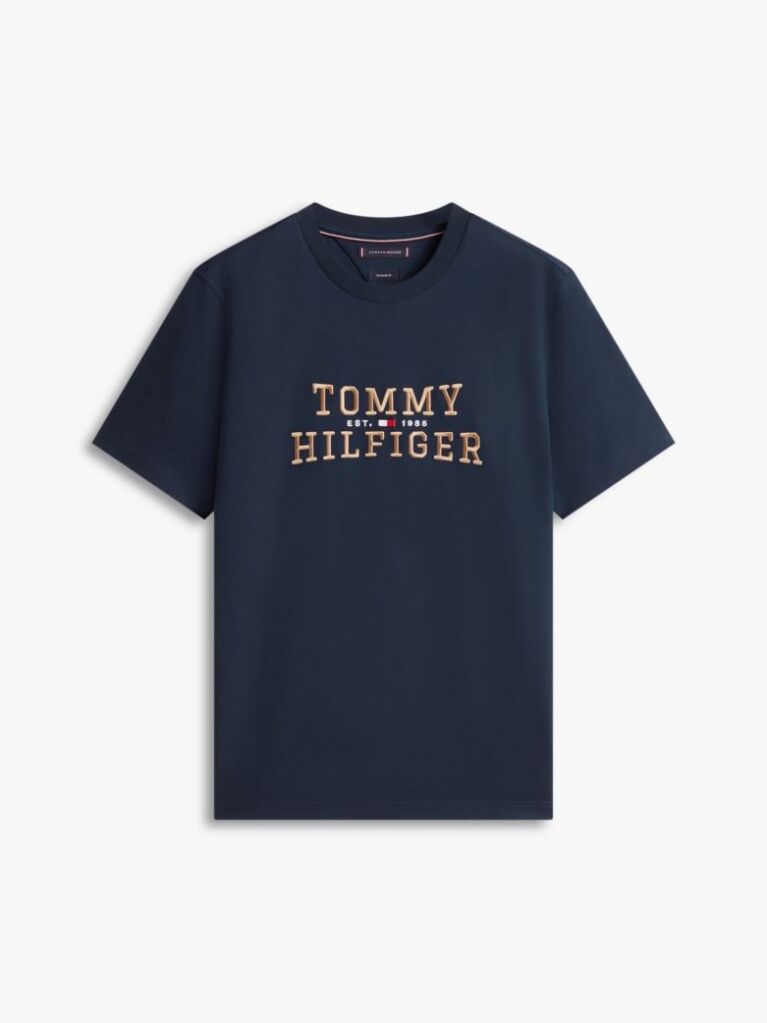 Blue Logo Embroidery Crew Neck T-Shirt  Men