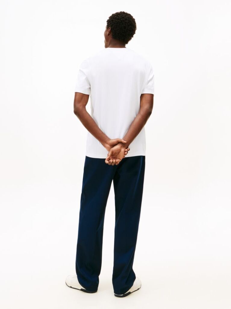 White Logo Embroidery Crew Neck T-Shirt  Men