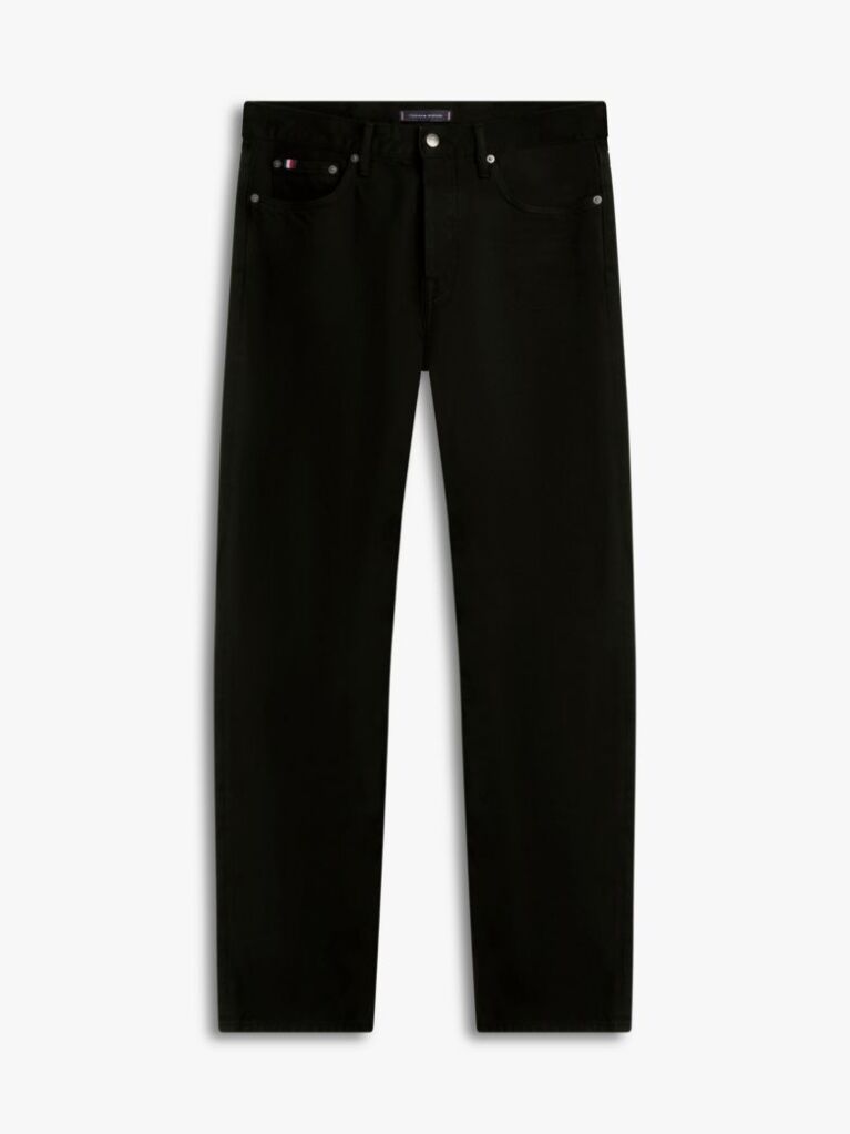 Black Washed Regular Straight Leg Black Jeans  Men