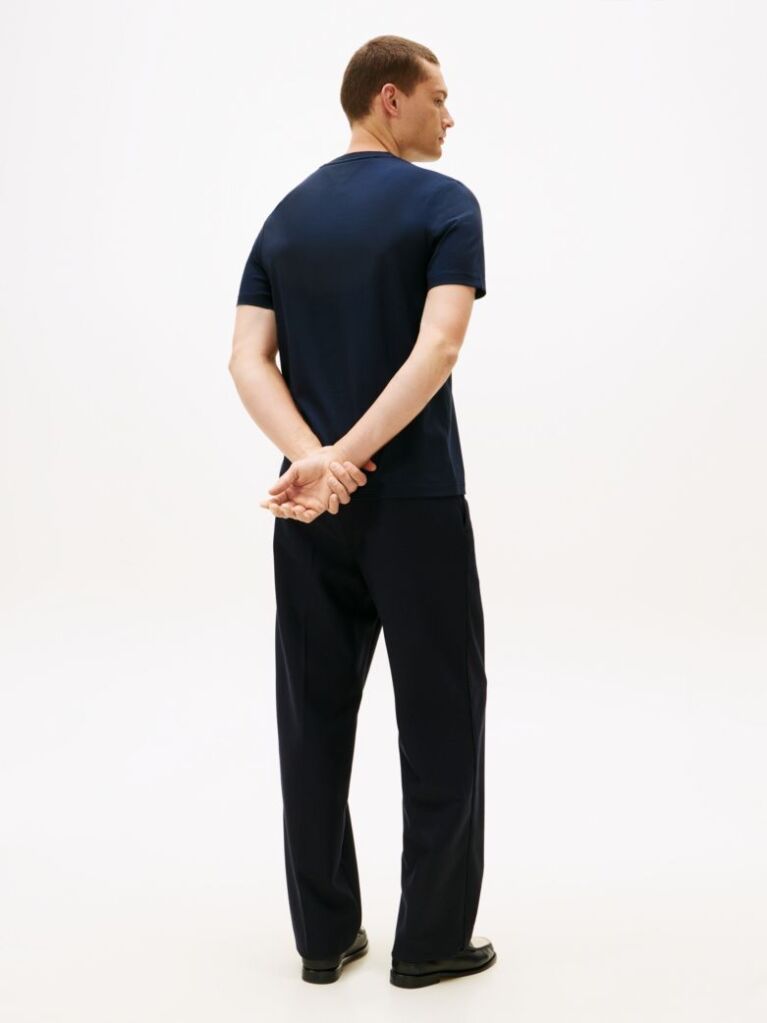 Blue TH Crest Embroidery Interlock Knit T-Shirt  Men