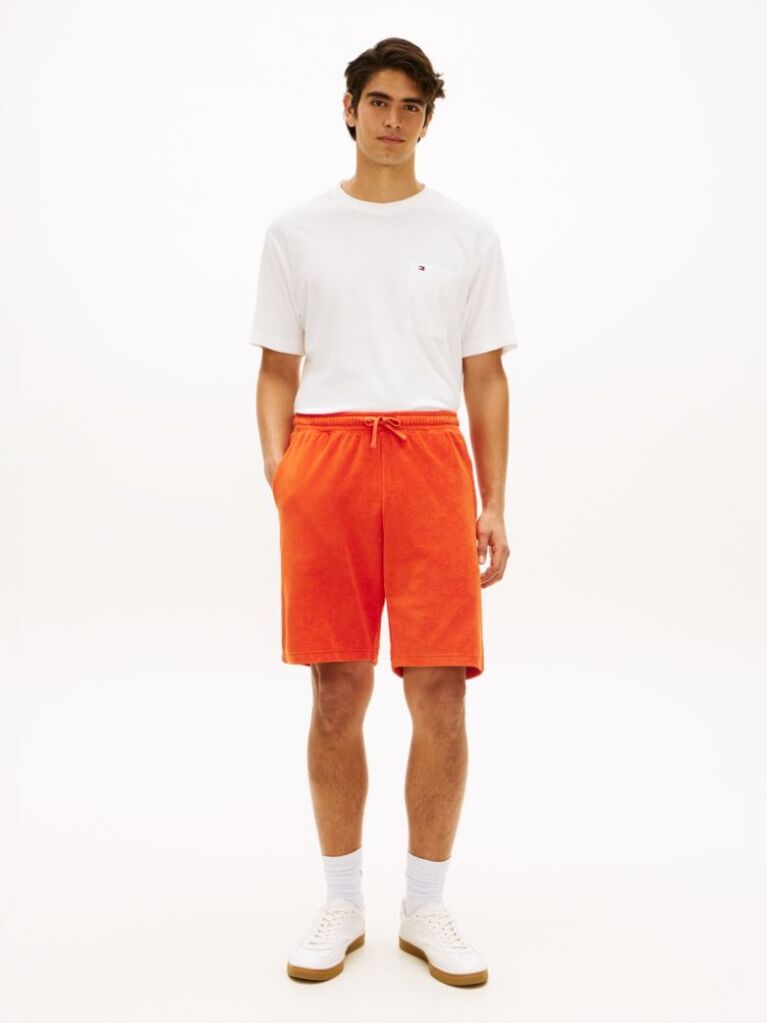 Orange Flag Embroidery Towelling Sweat Shorts  Men