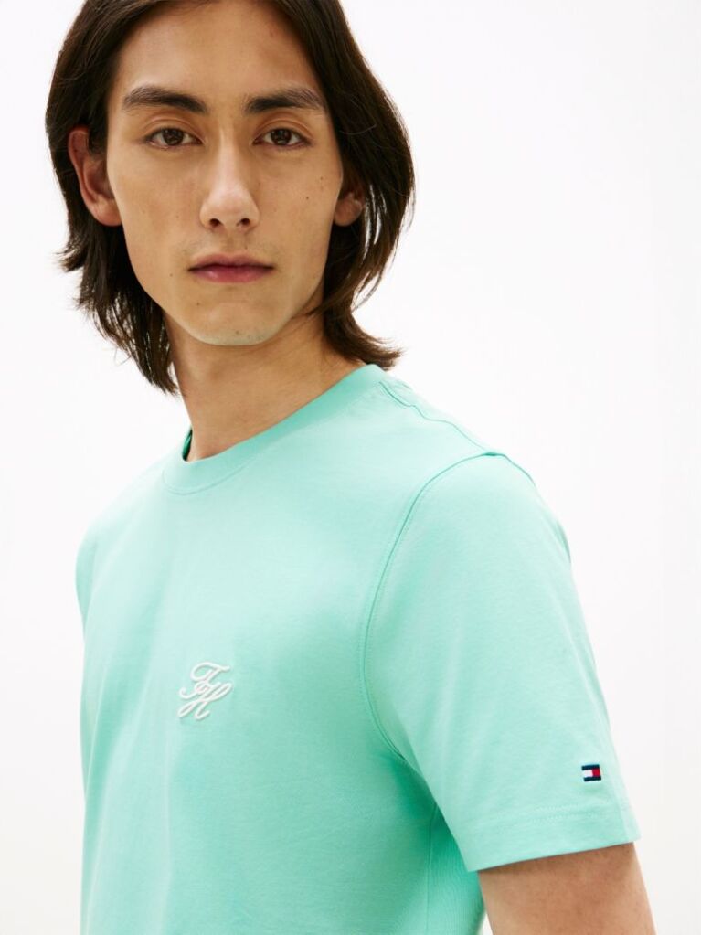 Blue Logo Embroidery Jersey T-Shirt  Men