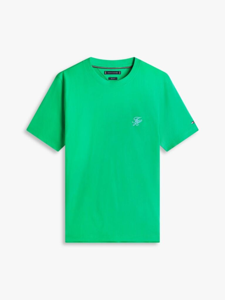 Green Logo Embroidery Jersey T-Shirt  Men