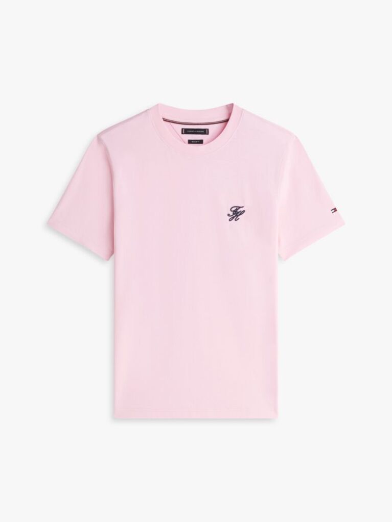 Pink Logo Embroidery Jersey T-Shirt  Men
