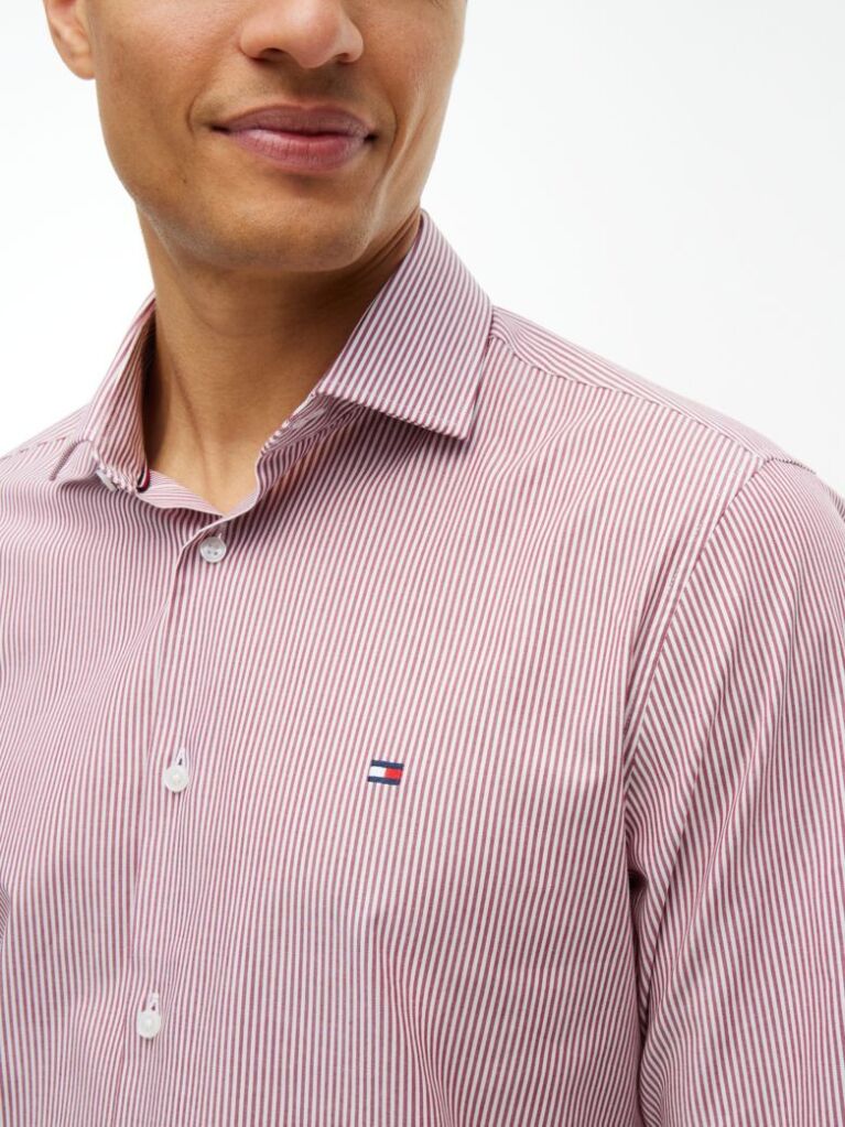 Red Slim Fit Stripe Shirt  Men