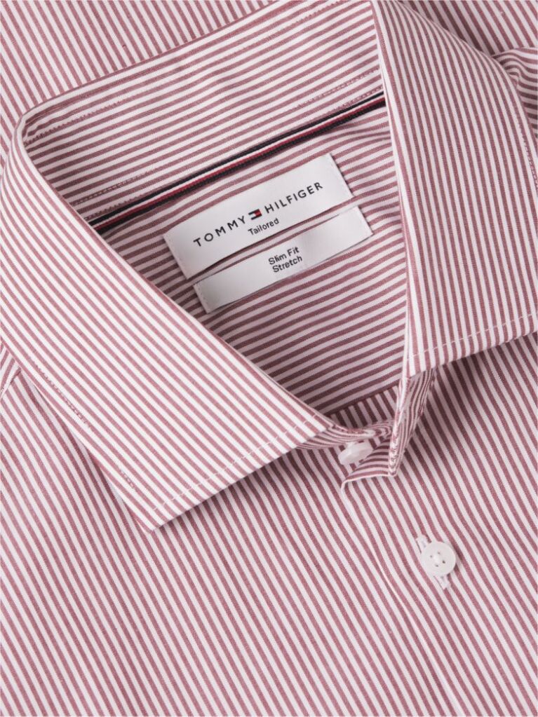 Red Slim Fit Stripe Shirt  Men