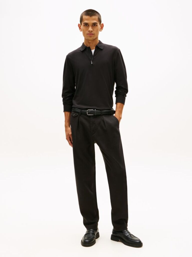 Black Performance Zip Polo Shirt  Men