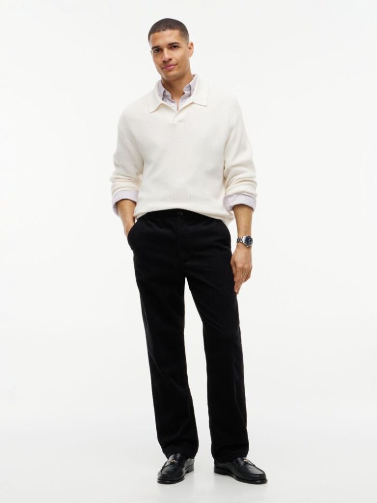 Black Dover Regular Straight Elasticated Corduroy Chinos  Men