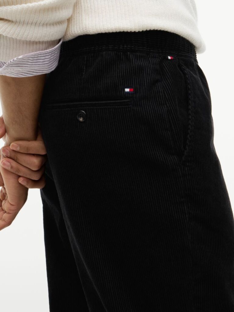 Black Dover Regular Straight Elasticated Corduroy Chinos  Men