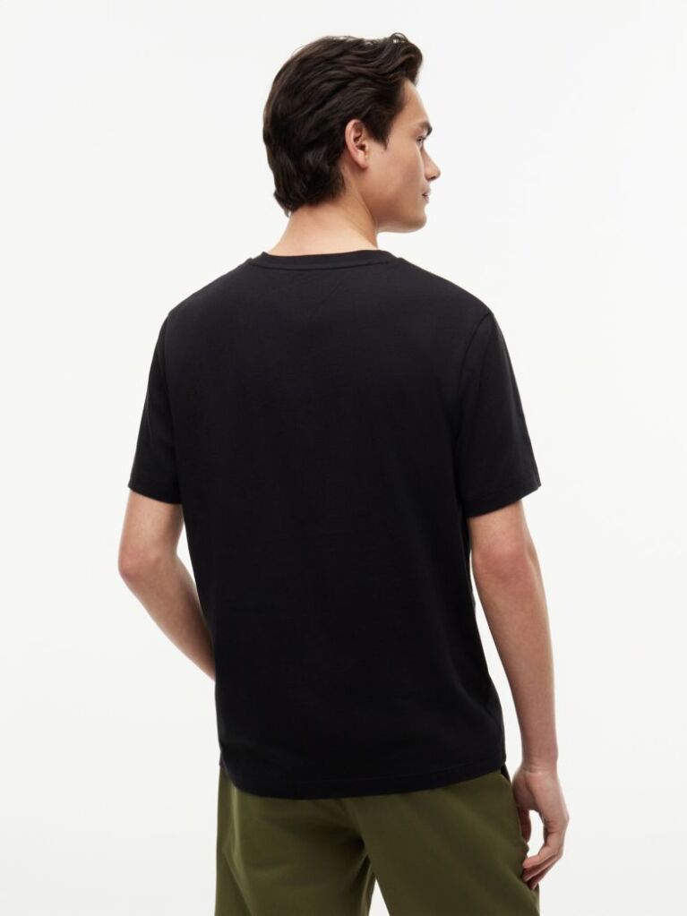 Μαύρο Βαμβακερό T-Shirt Με Λογότυπο Και Κλασική Λαιμόκοψη  Άνδρες