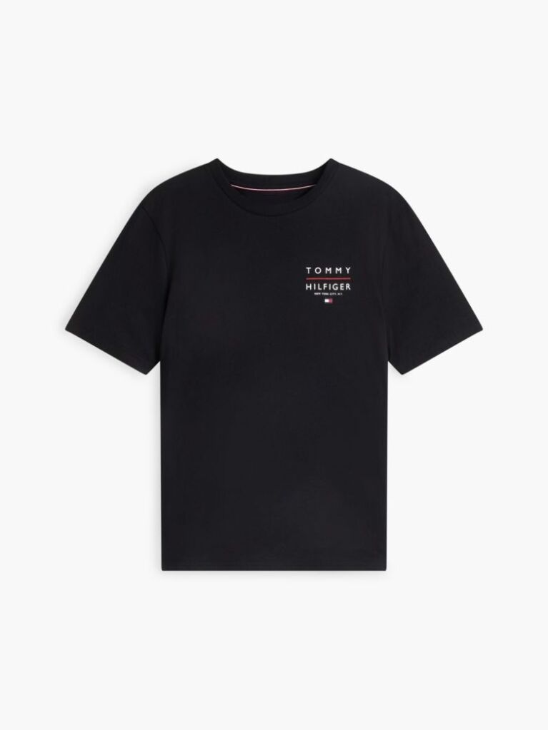 Μαύρο Βαμβακερό T-Shirt Με Λογότυπο Και Κλασική Λαιμόκοψη  Άνδρες