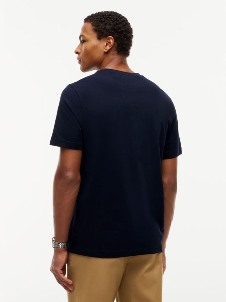 Μπλε Βαμβακερό T-Shirt Με Λογότυπο Και Κλασική Λαιμόκοψη  Άνδρες
