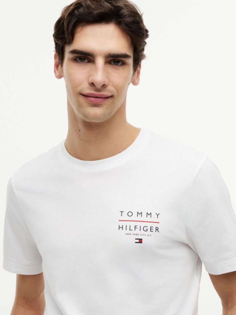 Μπεζ Βαμβακερό T-Shirt Με Λογότυπο Και Κλασική Λαιμόκοψη  Άνδρες