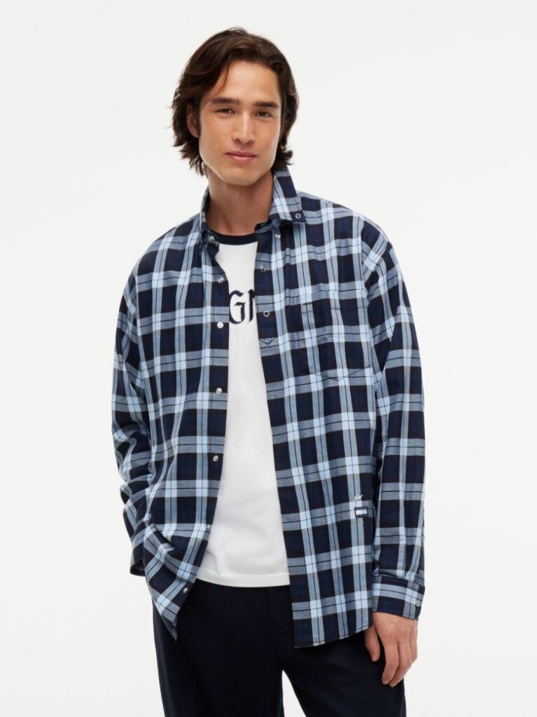 Blue Regular Fit Check Shirt  Men