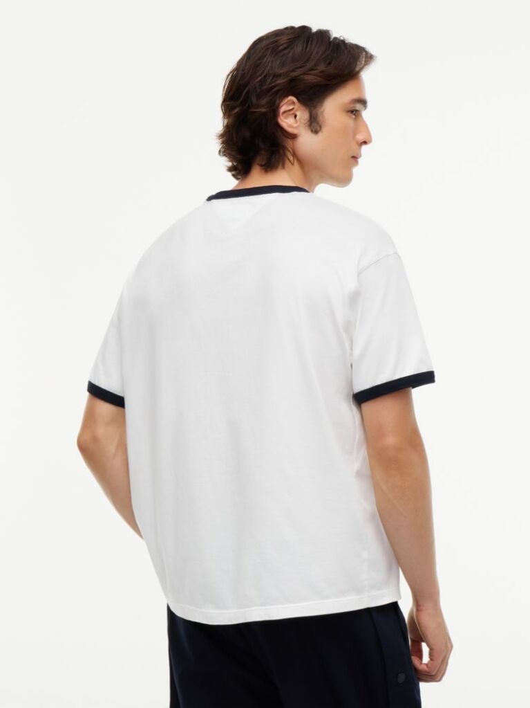 Μπεζ Άνετο Βαμβακερό T-Shirt  Άνδρες
