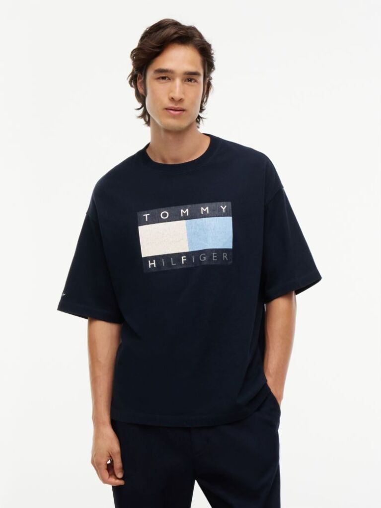 Μπλε Άνετο Ξεθωριασμένο T-Shirt  Άνδρες