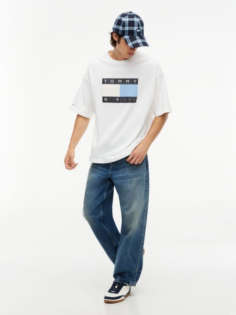 Μπεζ Άνετο Ξεθωριασμένο T-Shirt  Άνδρες