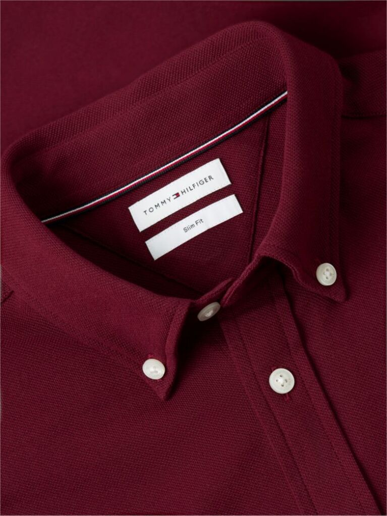 Κόκκινο Slim Πικέ Πουκάμισο  Άνδρες
