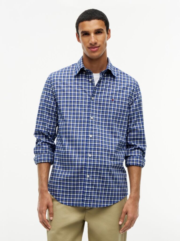 Multi Regular Fit Flex Tartan Poplin Shirt  Men