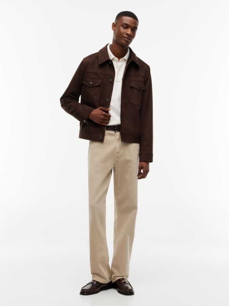 Beige Regular Waffle Long Sleeve Polo Shirt  Men