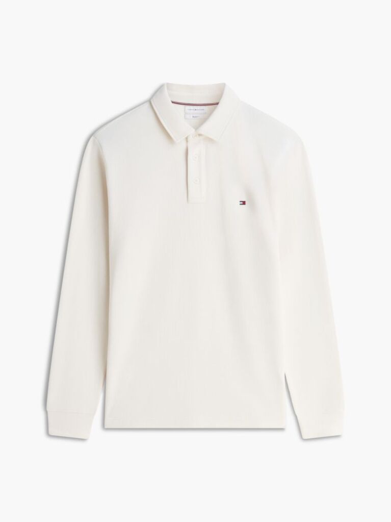 Beige Regular Waffle Long Sleeve Polo Shirt  Men