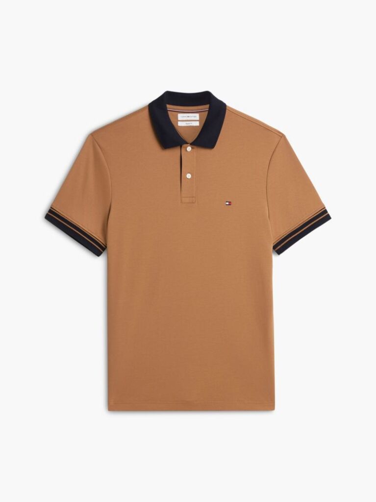Brown Regular Fit Interlock Contrast Polo Shirt  Men