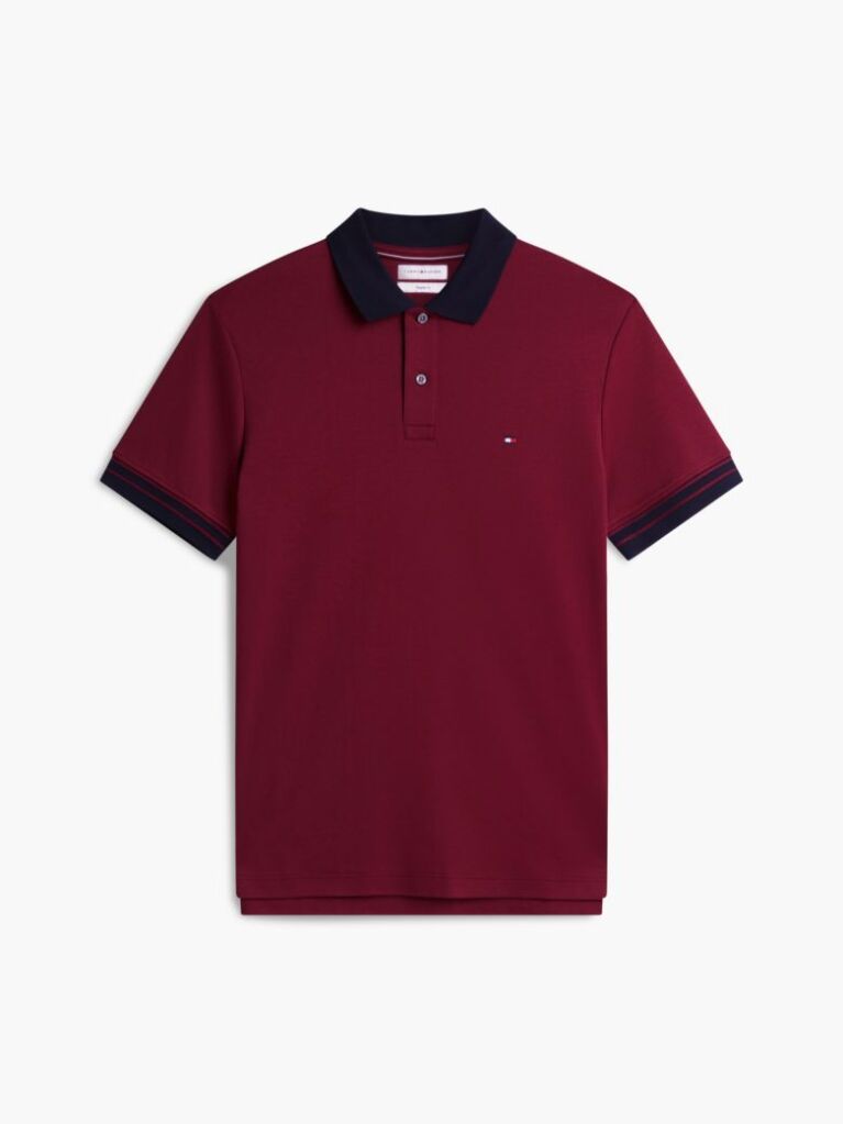 Red Regular Fit Interlock Contrast Polo Shirt  Men