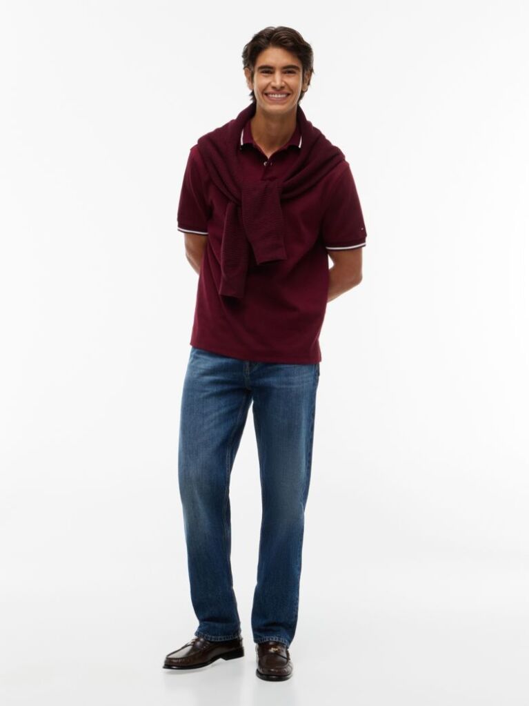 Red Relaxed Fit Foulard Jacquard Polo Shirt  Men