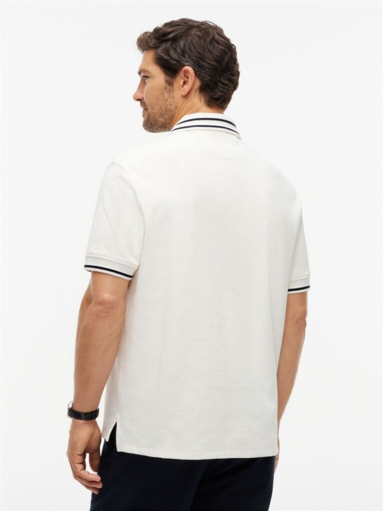 Beige Relaxed Fit Foulard Jacquard Polo Shirt  Men