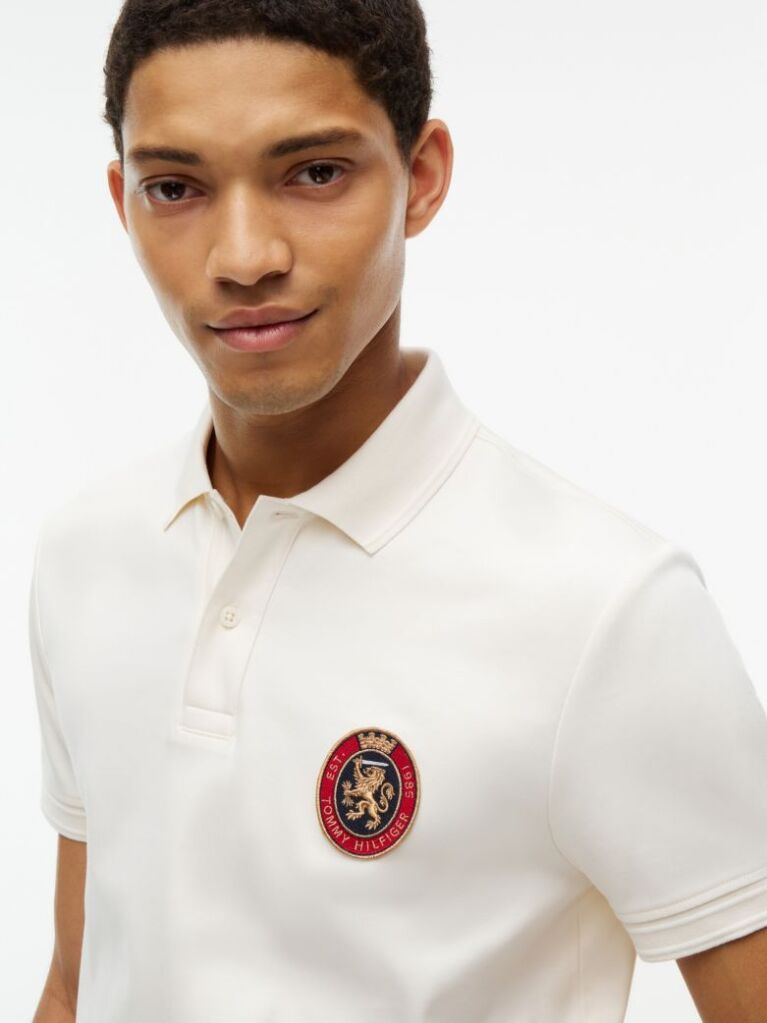Beige Regular Fit Logo Interlock Knit Polo Shirt  Men
