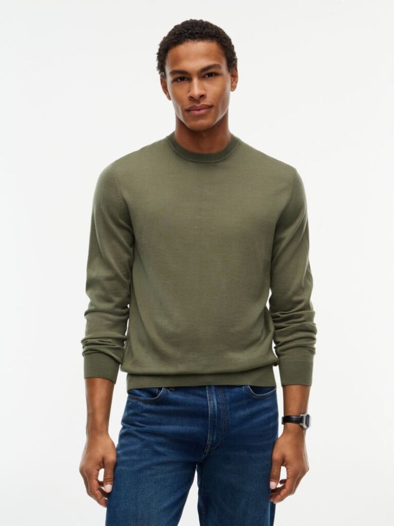 Green New York Label Pure Wool Jumper  Men