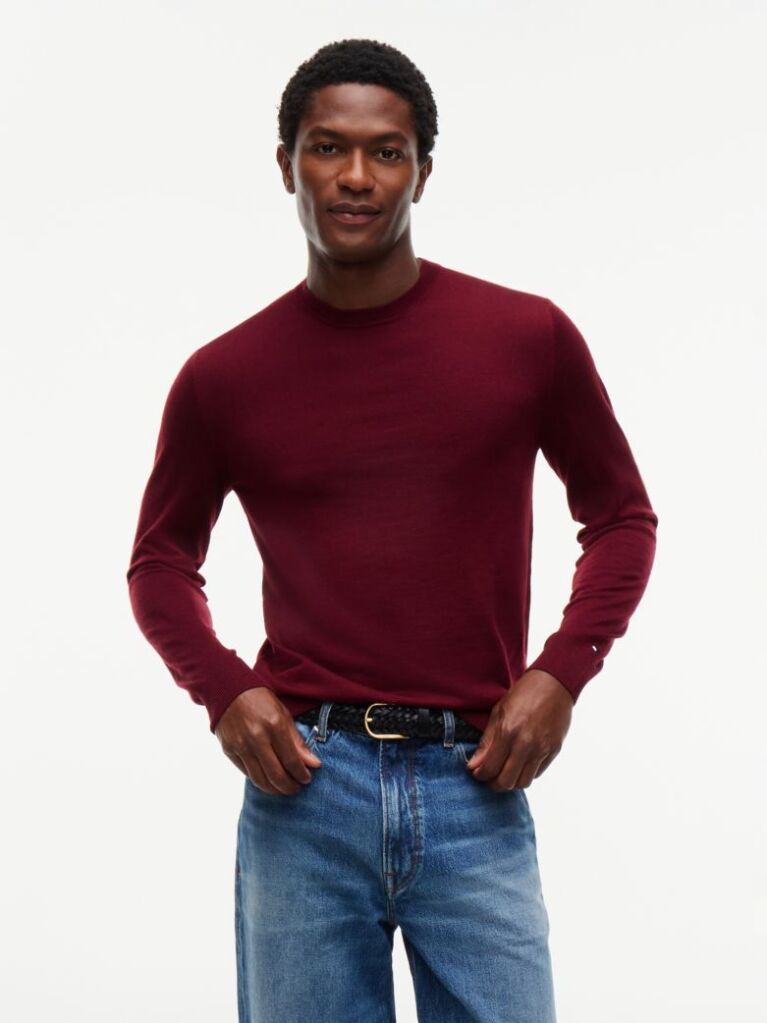 Red New York Label Pure Wool Jumper  Men