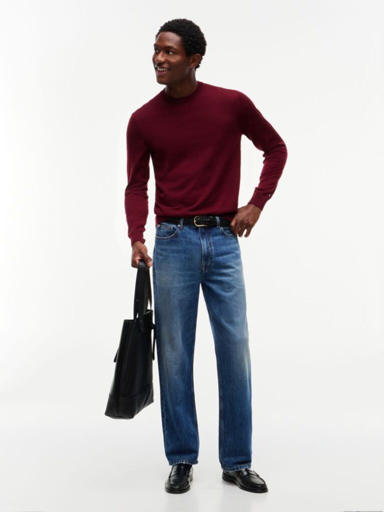 Red New York Label Pure Wool Jumper  Men